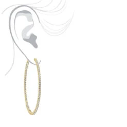 2.5 Inch Inside Out Diamond Hoop Earrings For Women 5 Carat VS Diamonds 14K Yellow Gold -Borcely Jewelry Sales jewelry 25 inch inside out diamond hoop earrings for women 5 carat vs diamonds 14k gold 001285 bodye