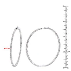 2.5 Inch Inside Out Diamond Hoop Earrings For Women 5 Carat VS Diamonds 14K Yellow Gold -Borcely Jewelry Sales jewelry 25 inch inside out diamond hoop earrings for women 5 carat vs diamonds 14k gold 001285 rulerwh 1