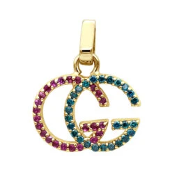 Affordable Blue Diamonds & Pink Sapphires Ladies Initials Pendant 0.4ct 14K White Gold -Borcely Jewelry Sales jewelry affordable blue diamonds pink sapphires ladies initials pendant 04ct 14k gold 001277 ye