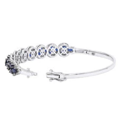 Blue Sapphire And Diamond Bangle Bracelet For Women 14K White Gold 9.5CT LUXURMAN -Borcely Jewelry Sales jewelry blue sapphire and diamond bangle bracelet for women 14k gold 95ct luxurman backwh
