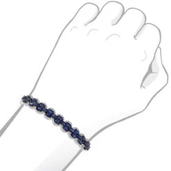 Blue Sapphire And Diamond Bangle Bracelet For Women 14K White Gold 9.5CT LUXURMAN -Borcely Jewelry Sales jewelry blue sapphire and diamond bangle bracelet for women 14k gold 95ct luxurman bodwh