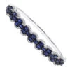 Blue Sapphire And Diamond Bangle Bracelet For Women 14K White Gold 9.5CT LUXURMAN