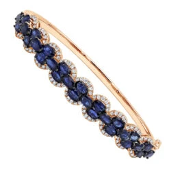 Blue Sapphire And Diamond Bangle Bracelet For Women 14K White Gold 9.5CT LUXURMAN -Borcely Jewelry Sales jewelry blue sapphire and diamond bangle bracelet for women 14k gold 95ct luxurman ro