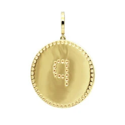 Customizable 14K Yellow Gold Diamond Circle Alphabet Pendant For Women 0.7ct Medallion -Borcely Jewelry Sales jewelry customizable 14k gold diamond circle alphabet pendant for women 07ct medallion backye