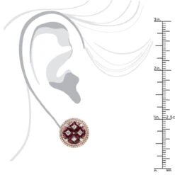 Designer Round 4Ct Halo Diamond & Ruby Earrings For Women 14K Rose Gold Circles -Borcely Jewelry Sales jewelry designer round 4ct halo diamond ruby earrings for women 14k gold circles rulerro