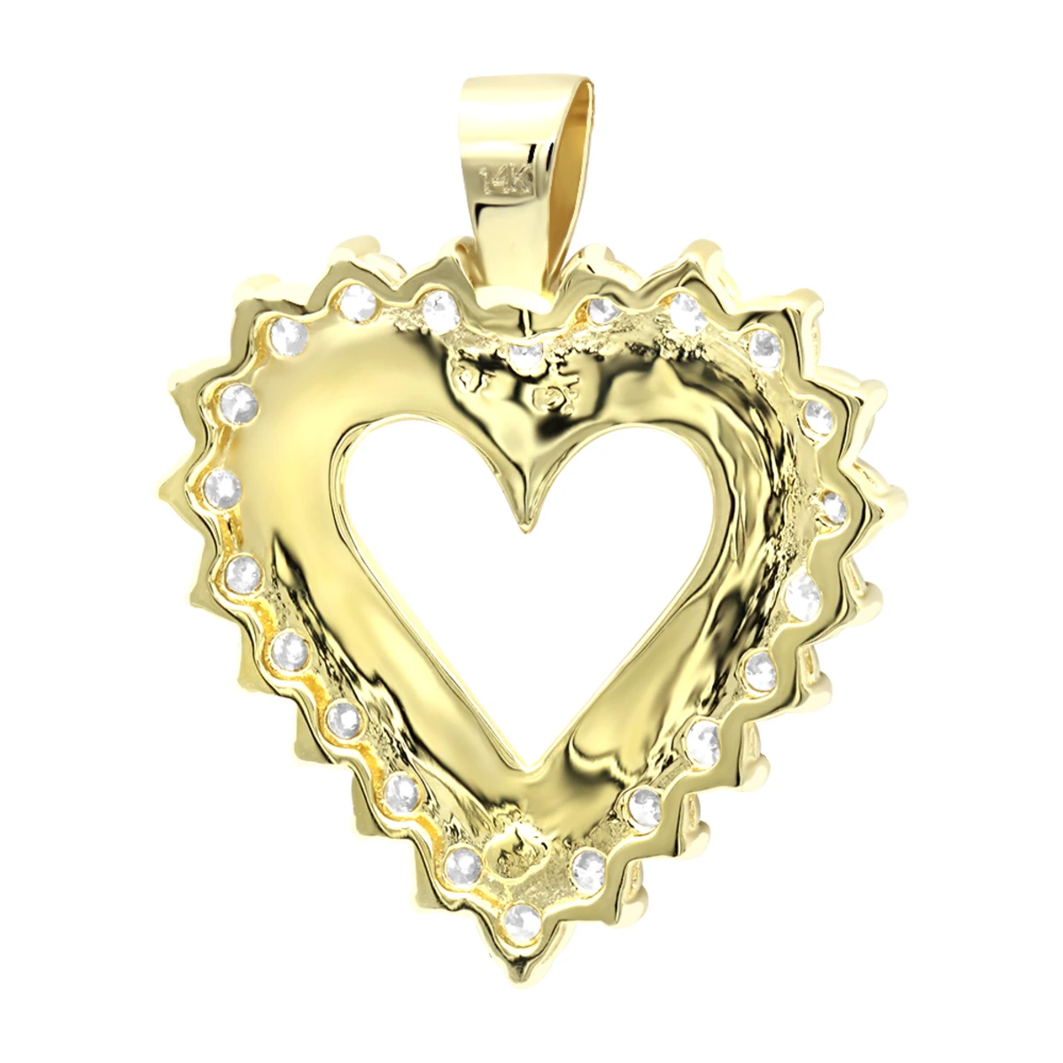Large 14K Yellow Gold Open Heart Diamond Pendant For Women 2.75ct VS Diamonds 4 Large 14K Yellow Gold Open Heart Diamond Pendant For Women 2.75ct VS Diamonds - Image 4