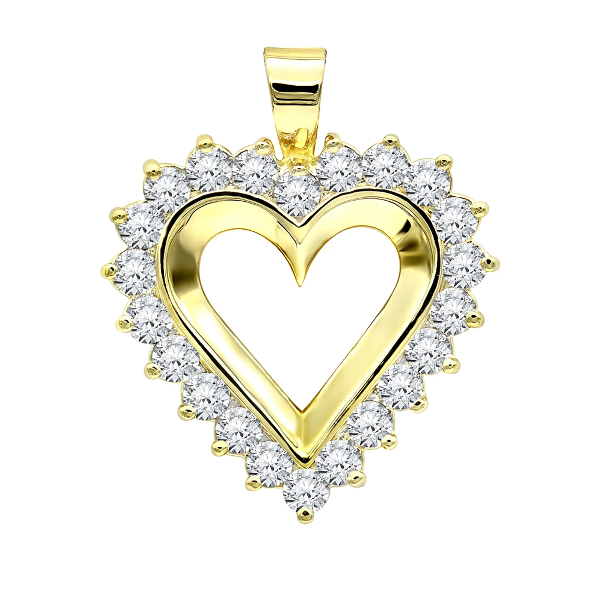 Large 14K Yellow Gold Open Heart Diamond Pendant For Women 2.75ct VS Diamonds 1 Large 14K Yellow Gold Open Heart Diamond Pendant For Women 2.75ct VS Diamonds