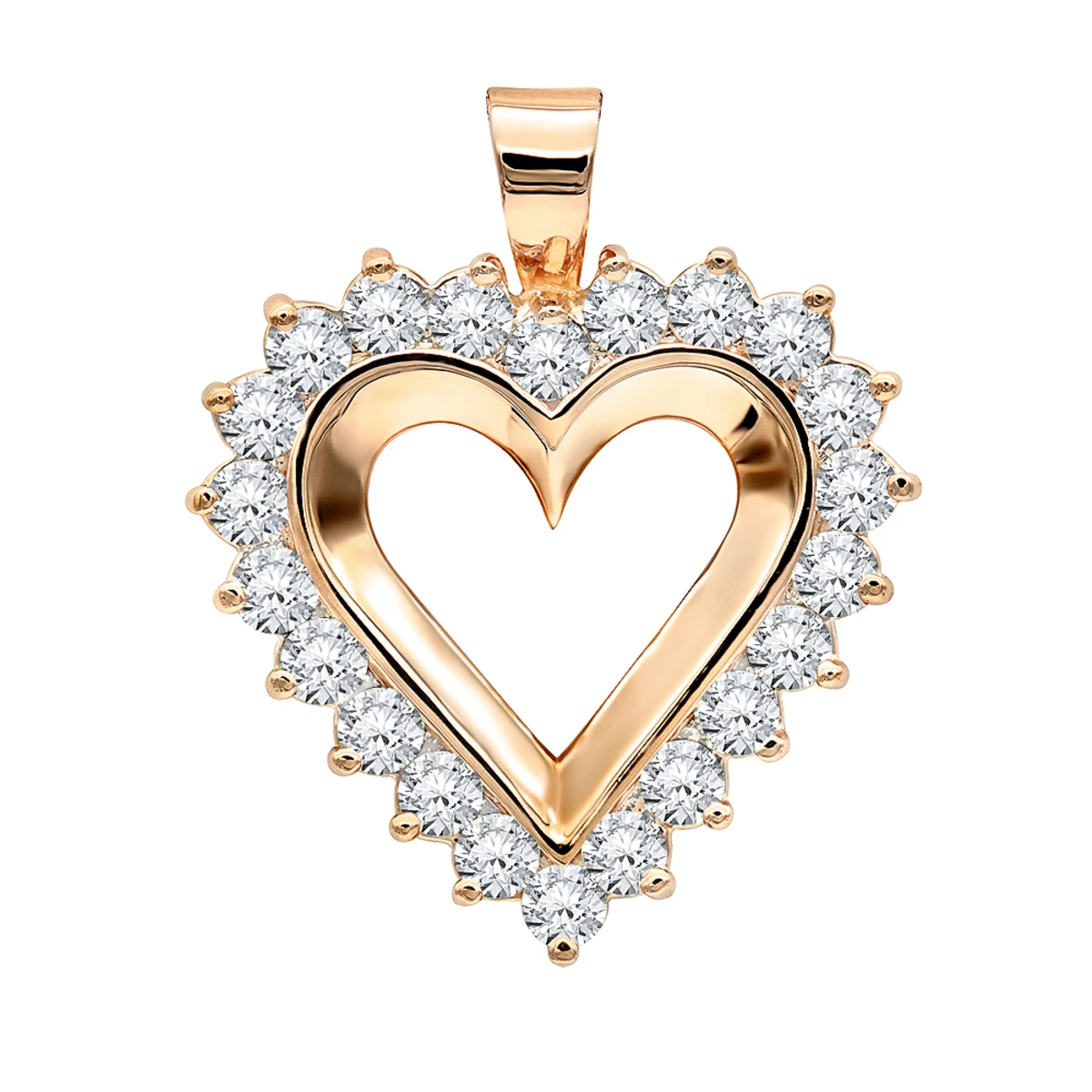 Large 14K Yellow Gold Open Heart Diamond Pendant For Women 2.75ct VS Diamonds 3 Large 14K Yellow Gold Open Heart Diamond Pendant For Women 2.75ct VS Diamonds - Image 3