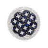 Unique Diamond Right Hand Ring For Women W Sapphires 14K White Gold Flower Design