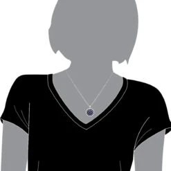 Royal Halo Round Shape Diamond Pendant For Women With Sapphires 14K White Gold -Borcely Jewelry Sales jewelry royal halo round shape diamond pendant for women with sapphires 14k gold bodwh 1