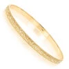 Solid 14K Yellow Gold Floral Bangle Bracelet For Women By Luxurman