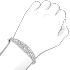 Unique 14K White Gold Baguette & Round Diamond Bangle Bracelet For Women 3 Carat -Borcely Jewelry Sales jewelry unique 14k gold baguette round diamond bangle bracelet for women 3 carat bodwh 2