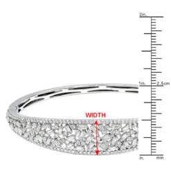 Unique 14K White Gold Baguette & Round Diamond Bangle Bracelet For Women 3 Carat -Borcely Jewelry Sales jewelry unique 14k gold baguette round diamond bangle bracelet for women 3 carat rulerwh 2