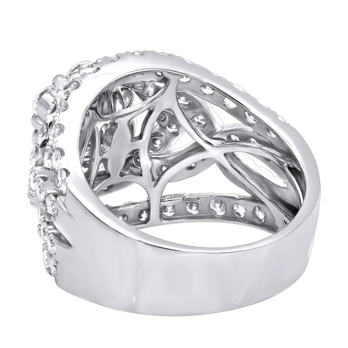 Unique 14K White Gold Oversized 4 Carat Diamond Engagement Ring Cluster Setting 4 Unique 14K White Gold Oversized 4 Carat Diamond Engagement Ring Cluster Setting - Image 4