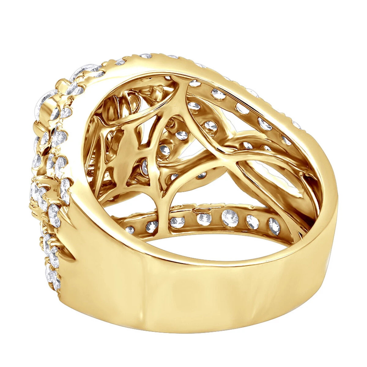 Unique 14K White Gold Oversized 4 Carat Diamond Engagement Ring Cluster Setting 5 Unique 14K White Gold Oversized 4 Carat Diamond Engagement Ring Cluster Setting - Image 5