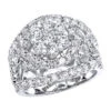 Unique 14K White Gold Oversized 4 Carat Diamond Engagement Ring Cluster Setting