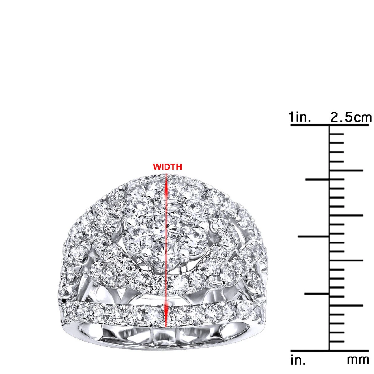 Unique 14K White Gold Oversized 4 Carat Diamond Engagement Ring Cluster Setting 10 Unique 14K White Gold Oversized 4 Carat Diamond Engagement Ring Cluster Setting - Image 10