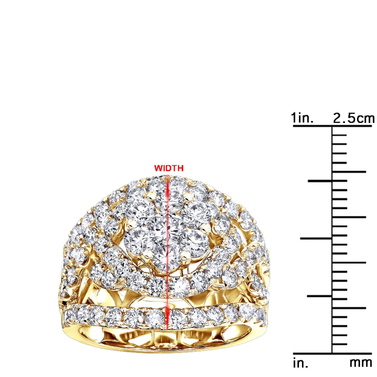 Unique 14K White Gold Oversized 4 Carat Diamond Engagement Ring Cluster Setting 11 Unique 14K White Gold Oversized 4 Carat Diamond Engagement Ring Cluster Setting - Image 11