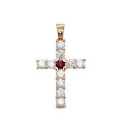 Unique 14K Yellow Gold Ruby And Diamond Cross Pendant For Women 1.33ct By Luxurman -Borcely Jewelry Sales jewelry unique 14k gold ruby and diamond cross pendant for women 133ct by luxurman ro