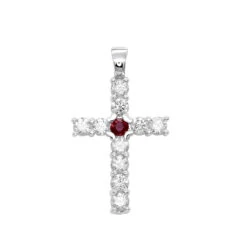 Unique 14K Yellow Gold Ruby And Diamond Cross Pendant For Women 1.33ct By Luxurman -Borcely Jewelry Sales jewelry unique 14k gold ruby and diamond cross pendant for women 133ct by luxurman wh