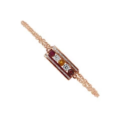 Unique 14K Yellow Gold Ruby Citrine Garnet Gemstone & Diamond Bracelet For Women 1.75ct -Borcely Jewelry Sales jewelry unique 14k gold ruby citrine garnet gemstone diamond bracelet for women 175ct 000978 ro