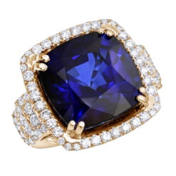 Unique 29.33 Carat Radiant Blue Sapphire & Diamond Ring For Women 18K White Gold -Borcely Jewelry Sales jewelry unique 2933 carat radiant blue sapphire diamond ring for women 18k gold ro
