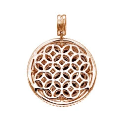 Unique Halo Ruby And Diamond Circle Pendant For Women 14K Rose Gold 4CT LUXURMAN -Borcely Jewelry Sales jewelry unique halo ruby and diamond circle pendant for women 14k gold 4ct luxurman backro 1