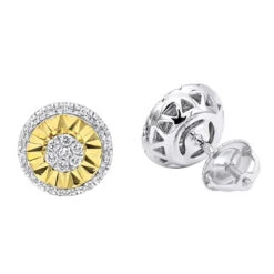 Unique 14K White Gold Large Diamond Stud Earrings Clusters 2 Carat Halo Look