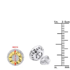 Unique 14K White Gold Large Diamond Stud Earrings Clusters 2 Carat Halo Look -Borcely Jewelry Sales jewelry unique real 14k gold large diamond stud earrings clusters 2 carat halo look rulerwh