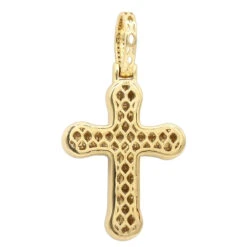 Uniquely Designed 14K Yellow Gold Pave Diamond Cross Pendant For Men & Women 1.2ct -Borcely Jewelry Sales jewelry uniquely designed 14k gold pave diamond cross pendant for men women 12ct 803185 backye