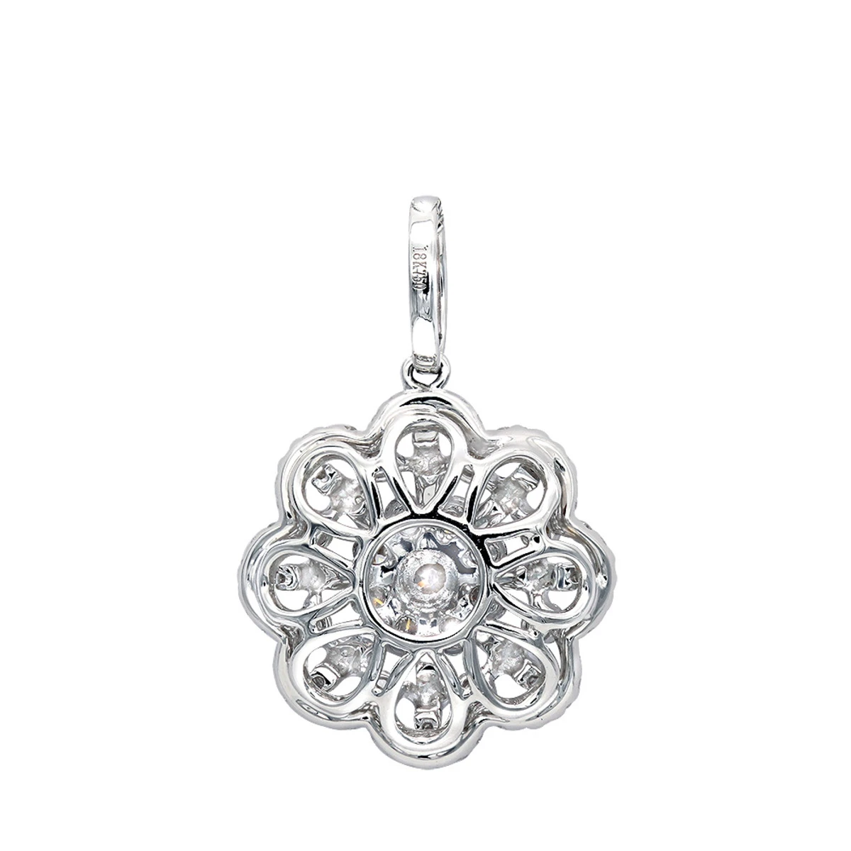Vintage 18K White Gold Flower Cluster Diamond Pendant For Women 1.25ct LUXURMAN 4 Vintage 18K White Gold Flower Cluster Diamond Pendant For Women 1.25ct LUXURMAN - Image 4