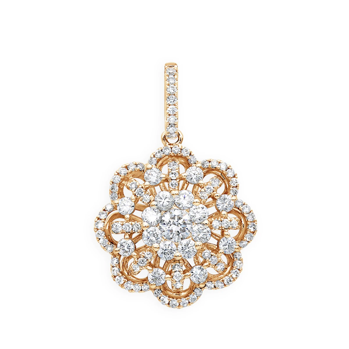 Vintage 18K White Gold Flower Cluster Diamond Pendant For Women 1.25ct LUXURMAN 3 Vintage 18K White Gold Flower Cluster Diamond Pendant For Women 1.25ct LUXURMAN - Image 3