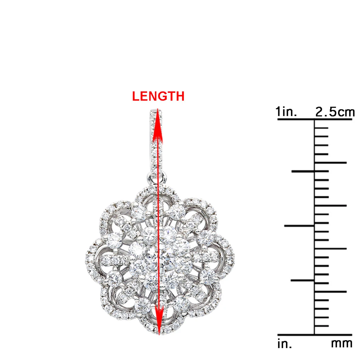 Vintage 18K White Gold Flower Cluster Diamond Pendant For Women 1.25ct LUXURMAN 6 Vintage 18K White Gold Flower Cluster Diamond Pendant For Women 1.25ct LUXURMAN - Image 6