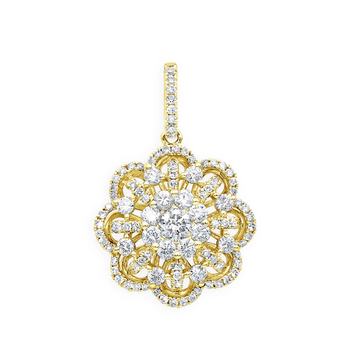 Vintage 18K White Gold Flower Cluster Diamond Pendant For Women 1.25ct LUXURMAN 2 Vintage 18K White Gold Flower Cluster Diamond Pendant For Women 1.25ct LUXURMAN - Image 2