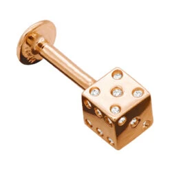 Solid 14K Yellow Gold & Diamond Dice Labret Stud 14 Gauge -Borcely Jewelry Sales labret jewelry solid 14k gold dice stud 14 gauge p 35704 ro