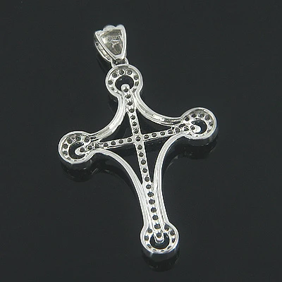 Ladies 14K White Gold Designer Diamond Cross Pendant 0.64ct 2 Ladies 14K White Gold Designer Diamond Cross Pendant 0.64ct - Image 2