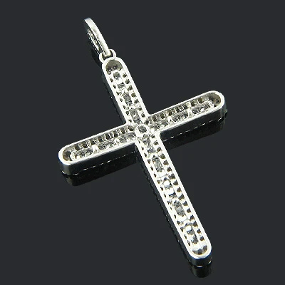Ladies 14K White Gold Designer Diamond Cross Pendant 1.41ct 2 Ladies 14K White Gold Designer Diamond Cross Pendant 1.41ct - Image 2
