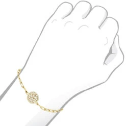 14K Yellow Gold Paperclip Bracelet With Diamond Charm For Women 0.6ct -Borcely Jewelry Sales ladies 14k gold paperclip bracelet with diamond charm 06ct 803222 bodye