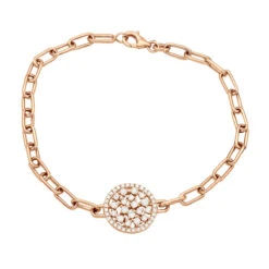 14K Yellow Gold Paperclip Bracelet With Diamond Charm For Women 0.6ct -Borcely Jewelry Sales ladies 14k gold paperclip bracelet with diamond charm 06ct 803222 ro