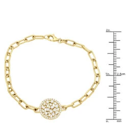 14K Yellow Gold Paperclip Bracelet With Diamond Charm For Women 0.6ct -Borcely Jewelry Sales ladies 14k gold paperclip bracelet with diamond charm 06ct 803222 rulerye