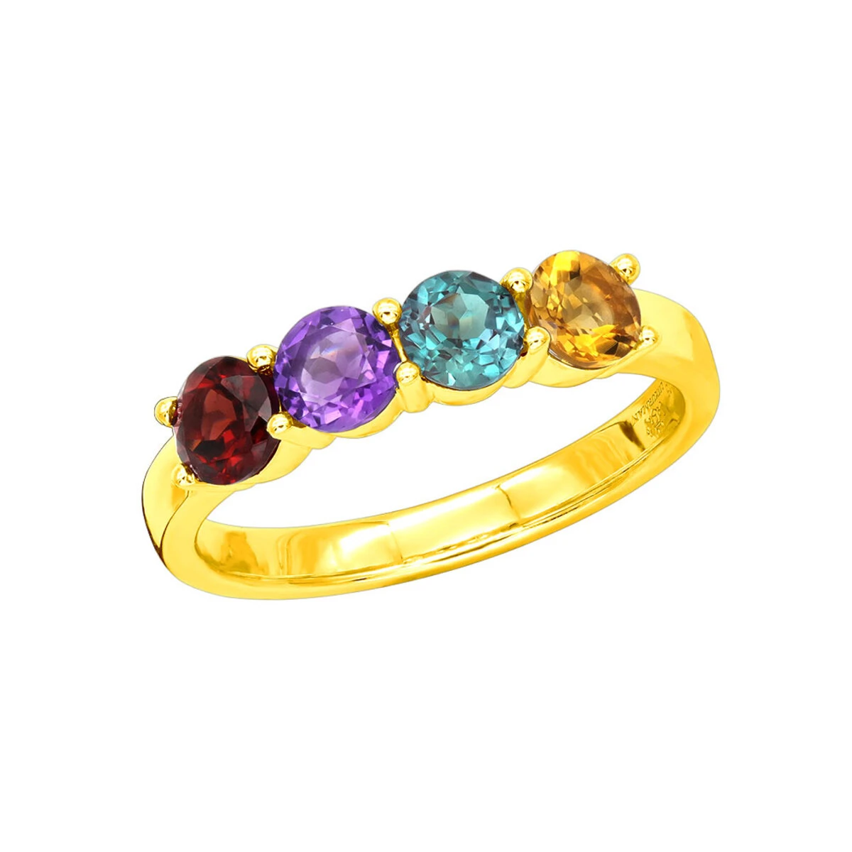 Ladies Birthstone Custom Made 14K White Gold Cocktail Ring With Gemstones 2 Ladies Birthstone Custom Made 14K White Gold Cocktail Ring With Gemstones - Image 2