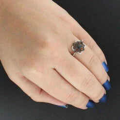 Ultra Thin Ladies Black And White Diamond Ring 0.31ct 14K White Gold -Borcely Jewelry Sales ladies black and white diamond ring 031ct 14k gold 3