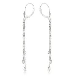 Ladies Chandelier Earrings With Diamonds By The Yard 0.6ct 14K White Gold -Borcely Jewelry Sales ladies chandelier earrings with diamonds by the yard 06ct 14k gold backwh