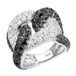 7.25ct G VS White&Black Diamond Cuban Right Hand Ring