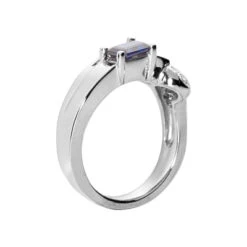 Ladies Diamond And Blue Sapphire Ring 14K White Gold 0.35ctd 0.50cts -Borcely Jewelry Sales ladies diamond and blue sapphire ring 14k 035ctd 050cts p 29370 back white