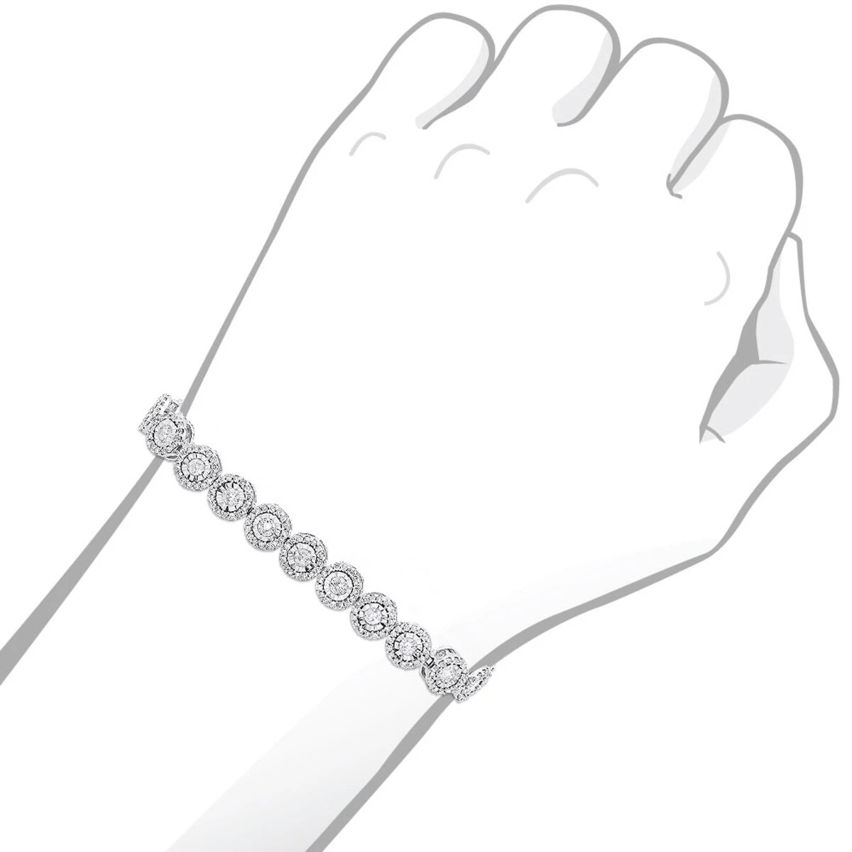 Ladies Diamond Circle Bracelet 14K White Gold 4.66ct 7 Ladies Diamond Circle Bracelet 14K White Gold 4.66ct - Image 7
