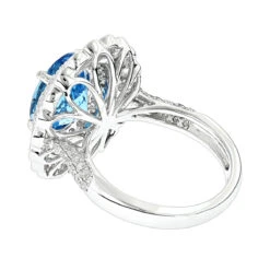 Blue Topaz Engagement Cocktail Ring 2.2ct 14K White Gold -Borcely Jewelry Sales ladies diamond cocktail rings blue topaz engagement ring 22ct 14k gold backwh