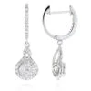 Ladies Diamond Drop Earrings By Luxurman 14K White Gold 1.1ct Drop Shape Clusters