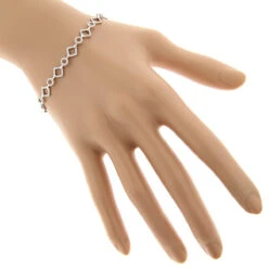 Ladies Diamond Link Bracelet 14K White Gold 0.7ct -Borcely Jewelry Sales ladies diamond link bracelet in 14k gold 07ct bodwh