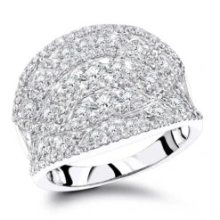 Ladies Diamond 3 Ct 14K White Gold Unique Right Hand Ring